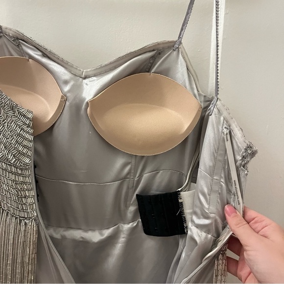 Alyce Paris Silver Fringe Mini Dress - Picture 4 of 10